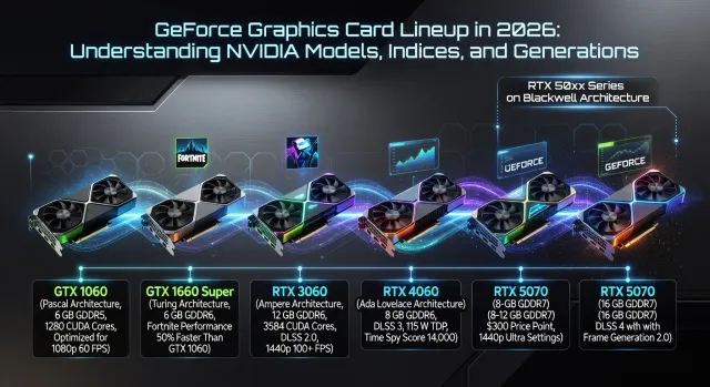 Линейка видеокарт GeForce в 2026: разбираемся в моделях, индексах и поколениях NVIDIA